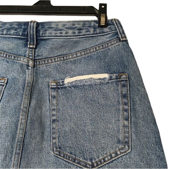ABERCROMBIE & FITCH ZOE NATURAL RISE VINTAGE A LINE‎ DISTRESSED DENIM MINI SKIRT - Picture 11 of 12